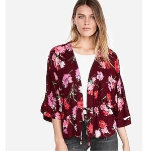 Express Floral Kimono Sleeve Top